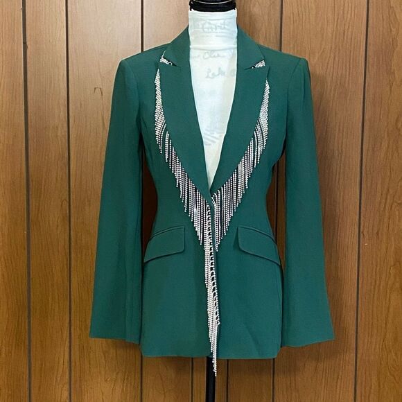 CINQ À SEPT Cheyenne Fringe Embellished Blazer size 2 - Picture 1 of 12